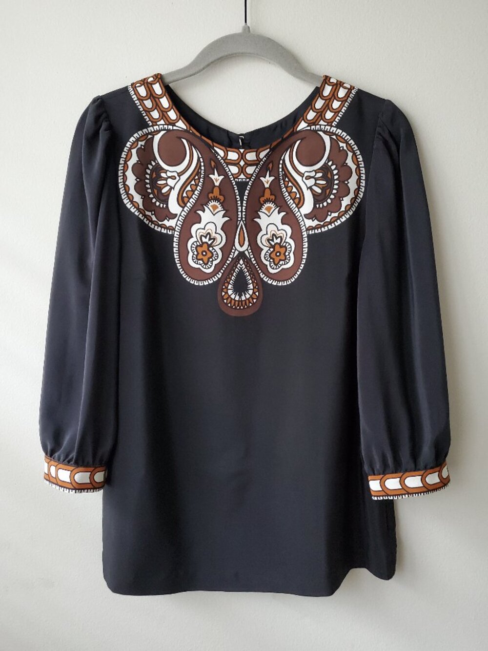 NEW Tibi Black Silk Tunic 3/4 Sleeve Blouse 2
